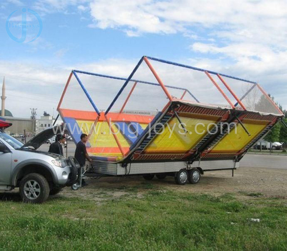 Foldable trampoline park with trailer